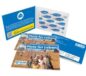 Die Pflasterkarte: Äthiopien (Sudan) - Ein Platz für Leben enthält deutsche Informationstexte, Fotokarten von Kindern und ein Blatt mit Pflastern als Werbematerial von Plan International.